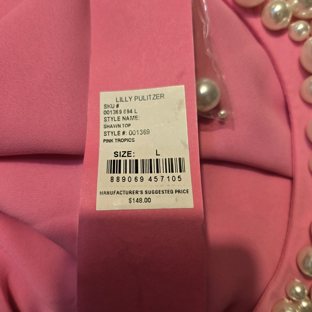 Lully Pulitzer legant Pink Pearl-Embellished Women's Top - Picture 8 of 9